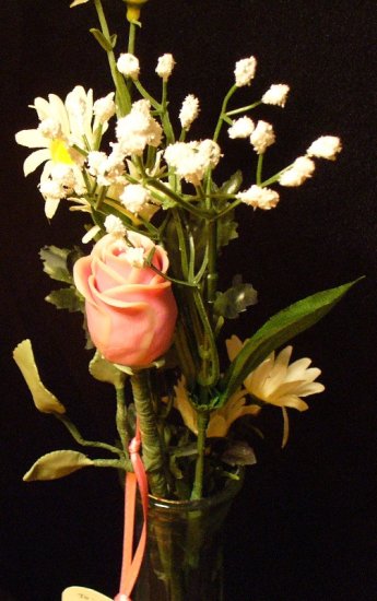 Rose Bouquet # 11 Polymer Clay Rose & Leaves -handmade By Treasure Vallie