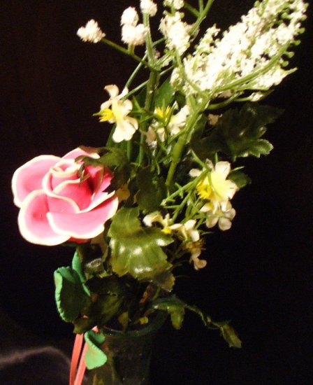 Rose Bouquet # 13 Polymer Clay Rose & Leaves -handmade By Treasure Vallie