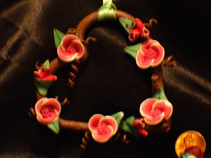 Heart Wreath Ornament # 15 Handmade from Polymer Clay by Treasure Vallie