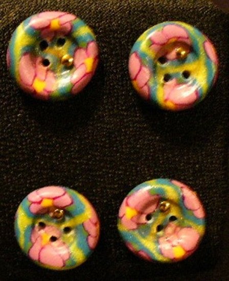 Button Set # 4 Polymer Clay Button Set of 4 - handmade from Polymer Clay by Treasure Vallie