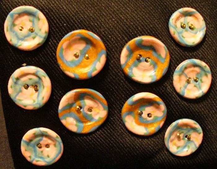 Button Set # 5 Polymer Clay Button Set of 10 - handmade from Polymer Clay by Treasure Vallie