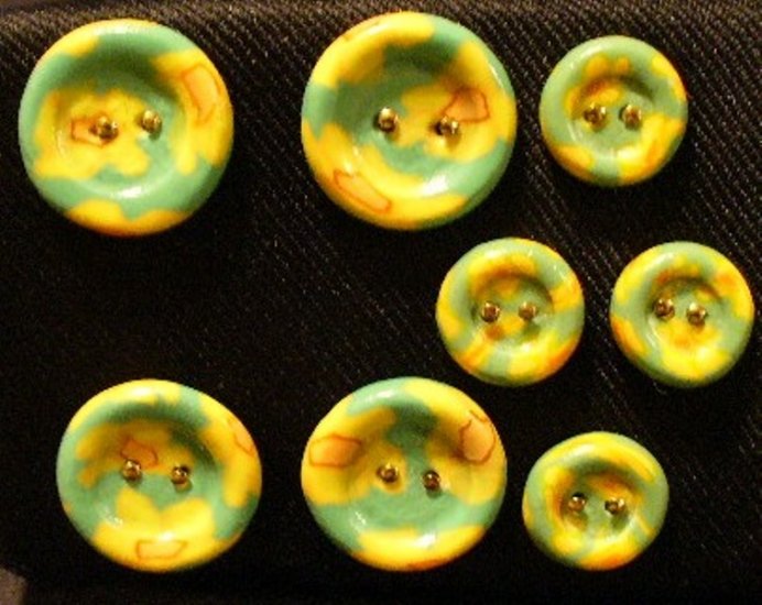 Button Set # 7 Polymer Clay Button Set of 8 - handmade from Polymer Clay by Treasure Vallie