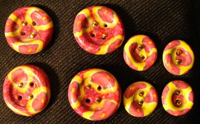 Button Set # 10 Polymer Clay Button Set of 8 - handmade from Polymer Clay by Treasure Vallie