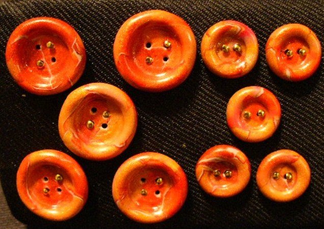 Button Set # 11 Polymer Clay Button Set of 8 - handmade from Polymer Clay by Treasure Vallie