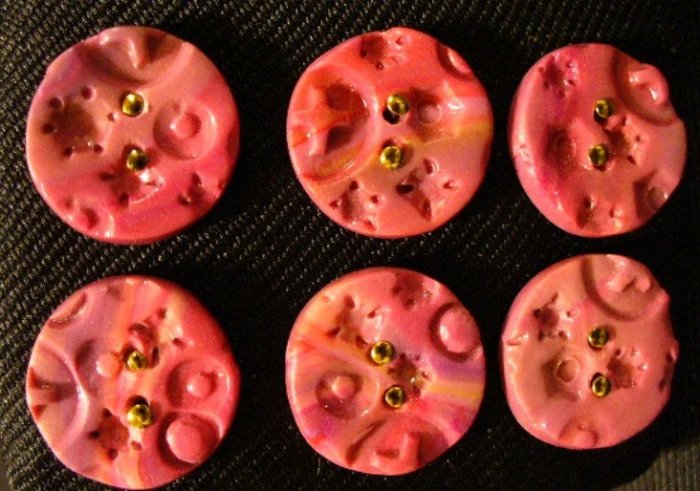 Button Set # 13 Polymer Clay Button Set of 6 - handmade from Polymer Clay by Treasure Vallie
