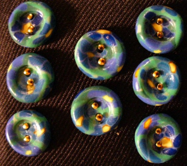 Button Set # 14 Polymer Clay Button Set of 8 - handmade from Polymer Clay by Treasure Vallie
