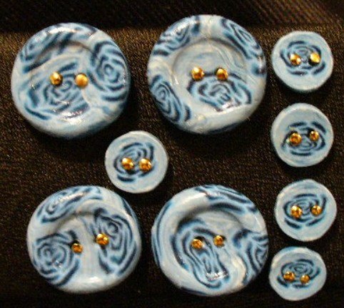 Button Set # 16 Polymer Clay Button Set of 9 - handmade from Polymer Clay by Treasure Vallie