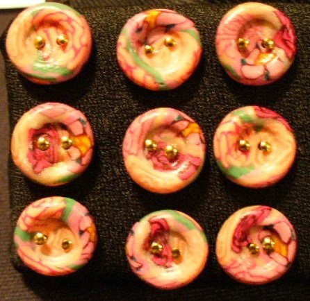 Button Set # 17 Polymer Clay Button Set of 9 - handmade from Polymer Clay by Treasure Vallie