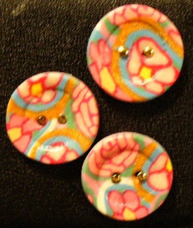Button Set # 18 Polymer Clay Button Set of 3 - handmade from Polymer Clay by Treasure Vallie