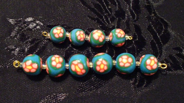 Set of 10 Beads # 2- Handmade from Polymer Clay by Treasure Vallie