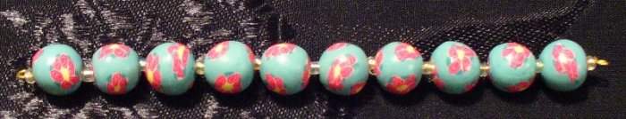 Set of 10 Beads # 13- Handmade from Polymer Clay by Treasure Vallie