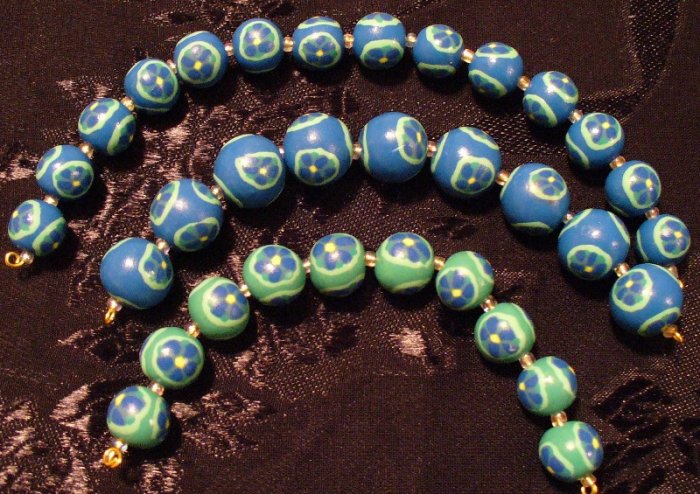 Set of 10 Beads # 14- Handmade from Polymer Clay by Treasure Vallie
