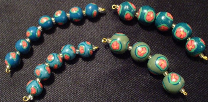 Set of 21 Beads # 21- Handmade from Polymer Clay by Treasure Vallie