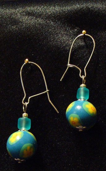 Sterling Silver Earrings # 3- Polymer Clay Beads handmade by Treasure Vallie