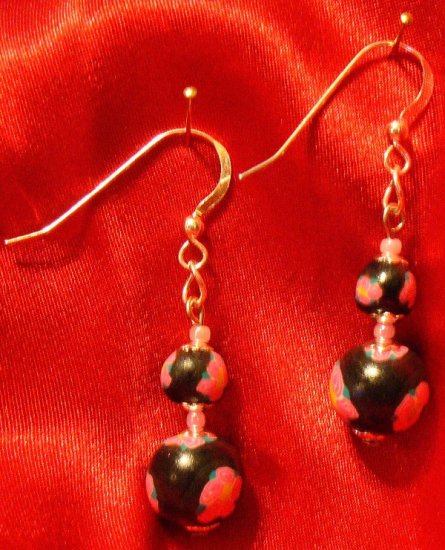 Sterling Silver Earrings # 12- Polymer Clay Beads handmade by Treasure Vallie