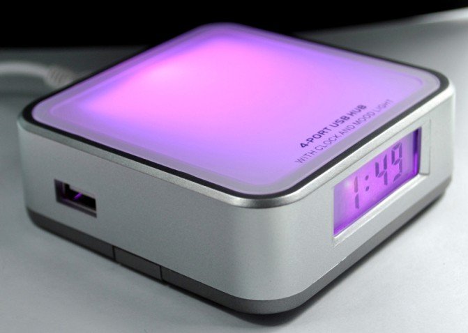 usb hub with clock and colorful light 2.0