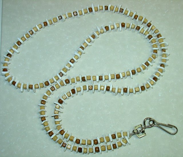 WOOD CUBES AND SHELL~BEADED LANYARD~ID BADGE HOLDER~LANYARDS