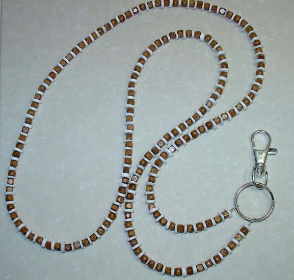 WOOD CUBES AND SHELL~BEADED LANYARD~ID BADGE HOLDER~LANYARDS