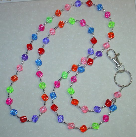 GAMBLING DICE~BEADED LANYARD~ID BADGE HOLDER~LANYARDS