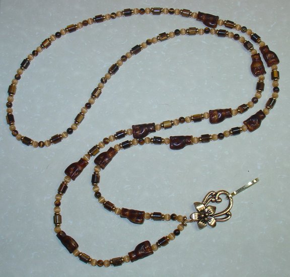 CHOCOLATE SWIRL KITTY CAT~BEADED LANYARD~ID BADGE HOLDER~LANYARDS