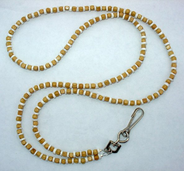WOOD CUBES AND SHELL~BEADED LANYARD~ID BADGE HOLDER~LANYARDS