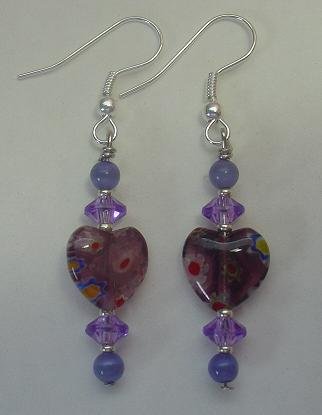 PURPLE MILLEFIORI HEARTS