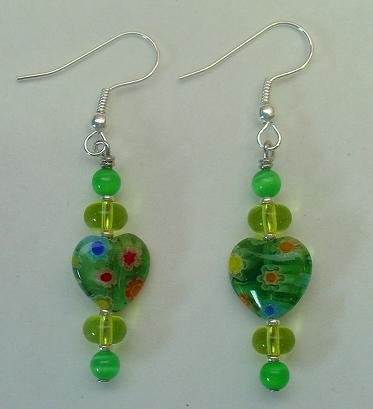 GREEN MILLEFIORI HEART