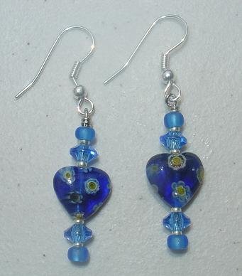 BLUE MILLEFIORI HEART