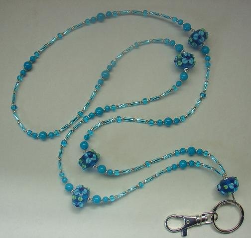 BLUE PARADISE LANYARD~ID BADGE HOLDER