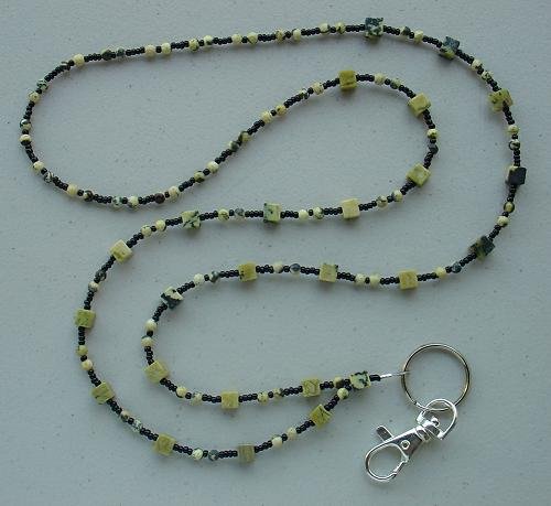YELLOW TURQUOISE ~BEADED LANYARD~ID BADGE HOLDER~LANYARD