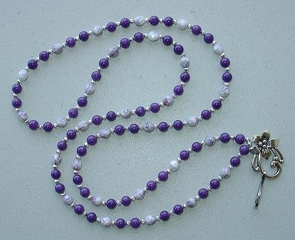 PURPLE MOUNTAIN JADE~BEADED LANYARD~ID BADGE HOLDER~LANYARD
