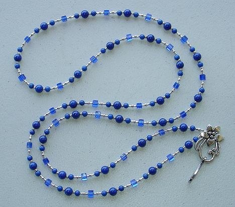 ROYAL BLUE MOUNTAIN JADE~BEADED LANYARD~ID BADGE HOLDER~LANYARD