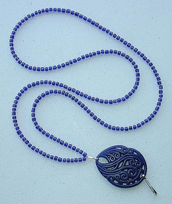 BLUE SWIRL~BEADED LANYARD~ID BADGE HOLDER~LANYARD