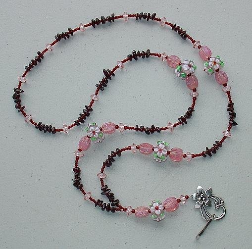 GORGEOUS GARNET~BEADED LANYARD~ID BADGE HOLDER~LANYARD