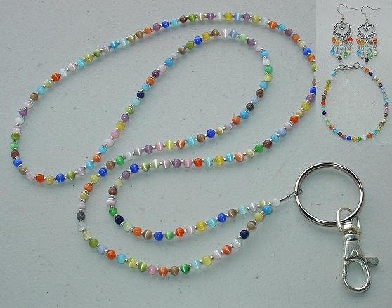 KALEIDOSCOPE SET~BEADED LANYARD~ID BADGE HOLDER~LANYARD