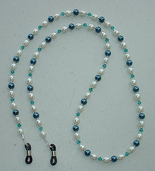TEAL BLUE PEARL~SWAROVSKI~EYE GLASS HOLDER