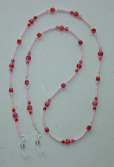PEARL/FUSHSIA HEART & CUBE~EYE GLASS HOLDER