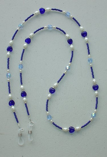 COLBALT BLUE HEART & SAPPHIRE~EYEGLASS HOLDER