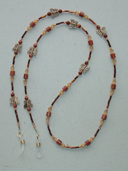 GOLDEN BUTTERFLY~BROWNSTONE~EYEGLASS HOLDER