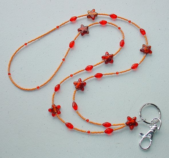 ORANGE DELIGHT~BEADED LANYARD~ID BADGE HOLDER~LANYARD