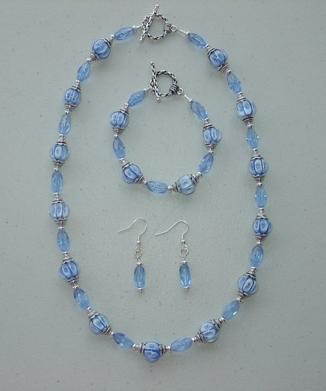 SAPPHIRE BLUE~NECKLACE~BRACELET~EARRING SET