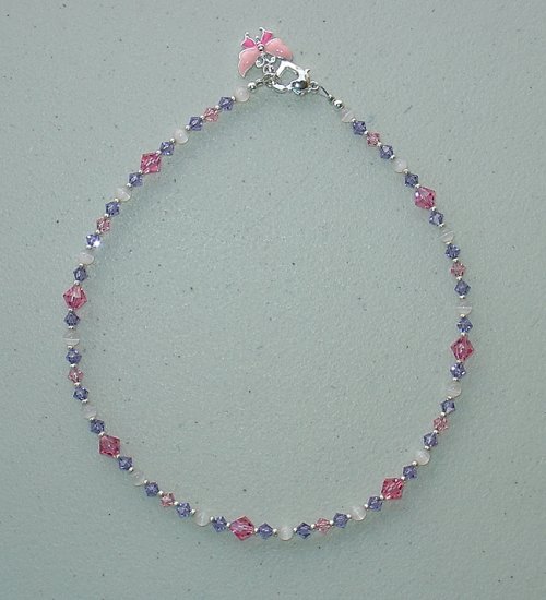 NEW~LIL PRINCESS~SWAROVSKI ROSE/LT.ROSE/TANZANITE~CHILDS NECKLACE