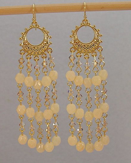 SWAROVSKI VINTAGE~JONQUIL ~14KT GP CHANDELIER EARRINGS