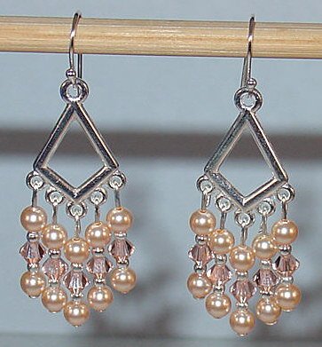 SWAROVSKI PEACH CHANDELIER EARRINGS