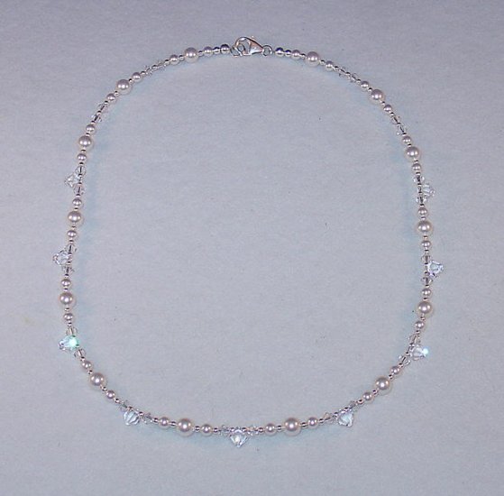 SWAROVSKI CRYSTAL~PEARL~STERLING SILVER NECKLACE