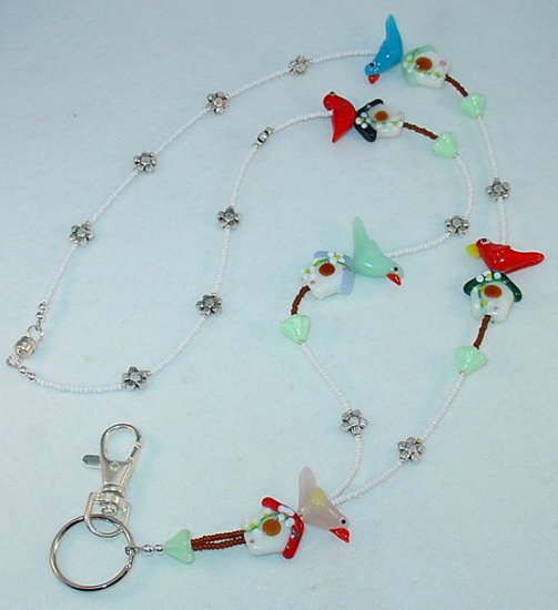 BIRDHOUSE~BEADED LANYARD~ID BADGE HOLDER~LANYARD~BREAK AWAY