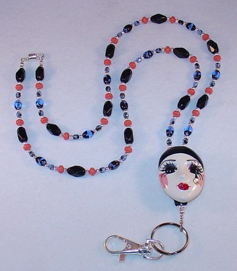 BEAUTIFUL THEATRE FACE~BEADED LANYARD~ID BADGE HOLDER~LANYARD~BREAK AWAY