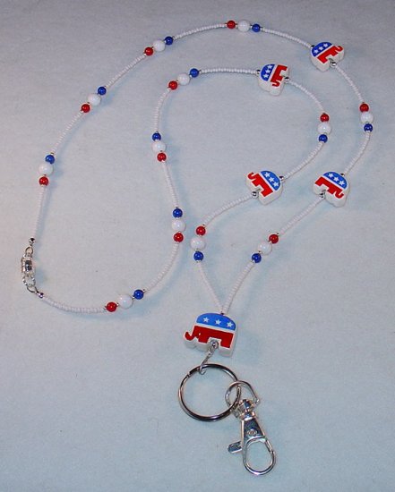 REPUBLICAN~BEADED LANYARD~ID BADGE HOLDER~LANYARD~BREAK AWAY~2