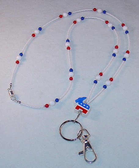 DEMOCRAT~BEADED LANYARD~ID BADGE HOLDER~LANYARD~BREAK AWAY
