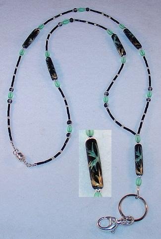 FLAKES OF GOLD AND ICE~BEADED LANYARD~ID BADGE HOLDER~LANYARD~BREAK AWAY